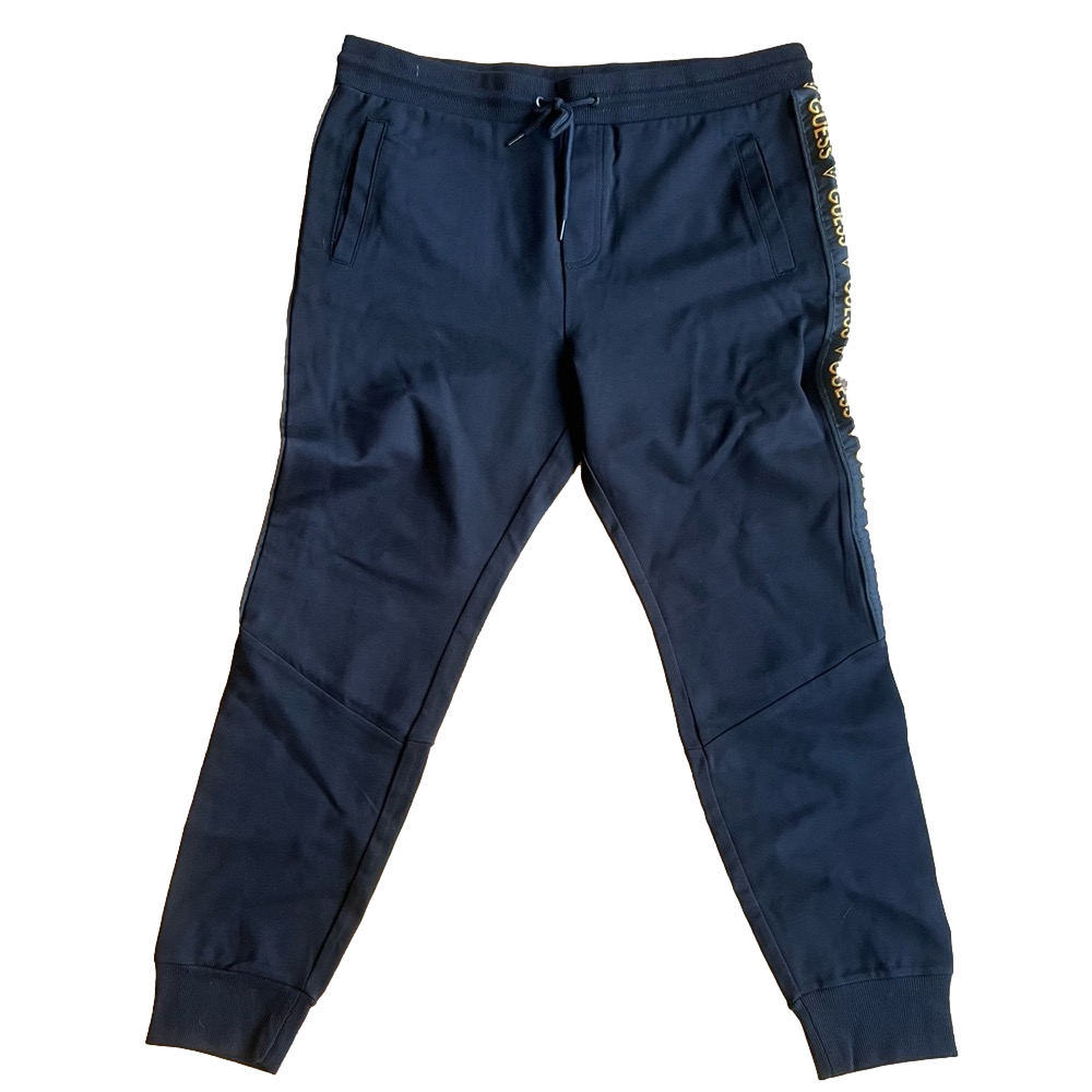 Guess Men's Black and Gold Track Jogger Pant Size L